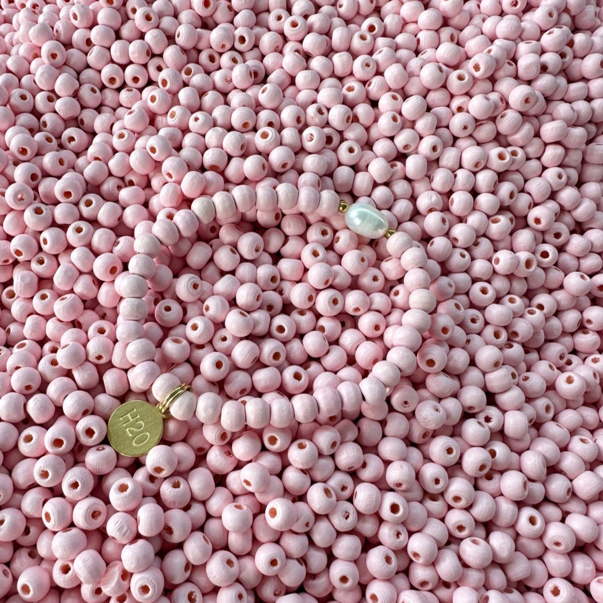 Barbie Pink Wooden Beaded pearl bracelet