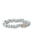 Silver, gray small beaded charm bracelet