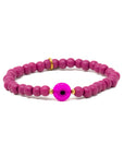 Pink Wooden beaded bracelet with evil eye charm