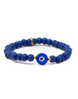 Purple Wooden Bead Bracelet - Evil Eye