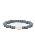Gray Wooden Bead Bracelet - Pearl