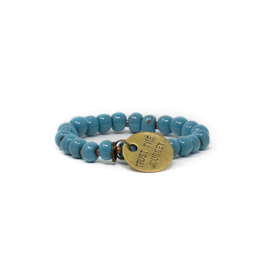 aqua blue charm beaded bracelet