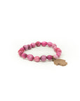 hamsa charm raspberry beaded bracelet