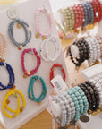 Gray Wooden Bead Bracelet - Pearl