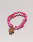 hamsa charm raspberry beaded bracelet