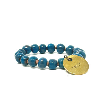 blue handmade beaded charm bracelet