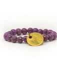 purple womens charm beaded bracelet