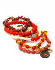 Red Beaded bracelets stack