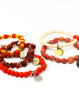 Red Beaded bracelets stack