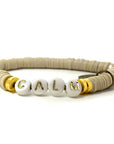 Tan or beige Heishi stackable bracelets