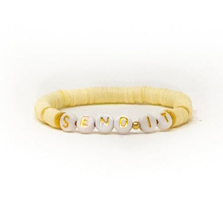 vanilla yeallow heishi stackable bracelet