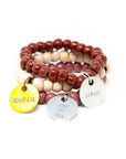 Wine Beaded Charm bracelet stacking set