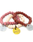 Wine Beaded Charm bracelet stacking set