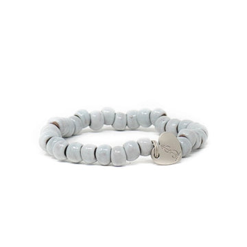 Silver, gray small beaded charm bracelet