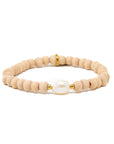 Natural Wooden Bead Bracelet - Pearl