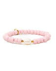 Pink Wooden beaded bracelet with pearl charm