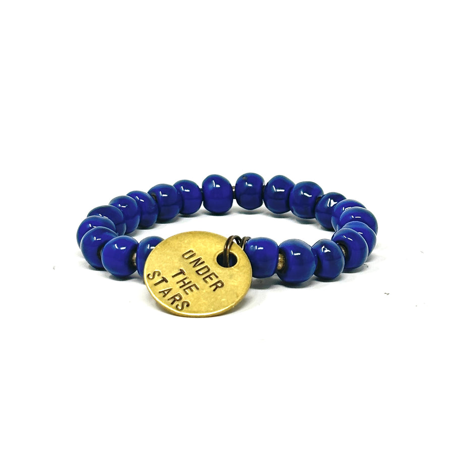 UNDER THE STARS. blue beaded charm bracelet
