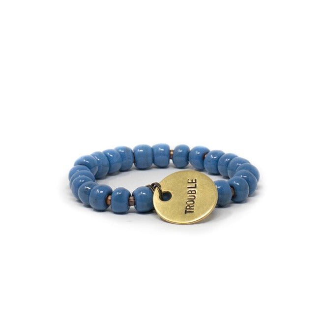 Blue beaded charm bracelet