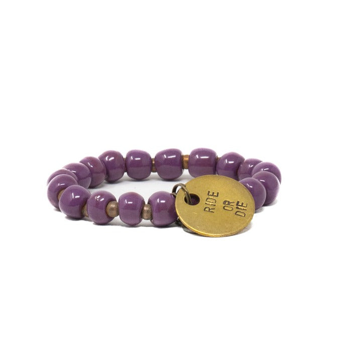 Purple beaded bracelet handmade