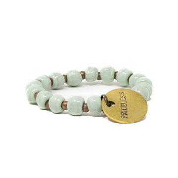 Mint green beaded bracelet handmade