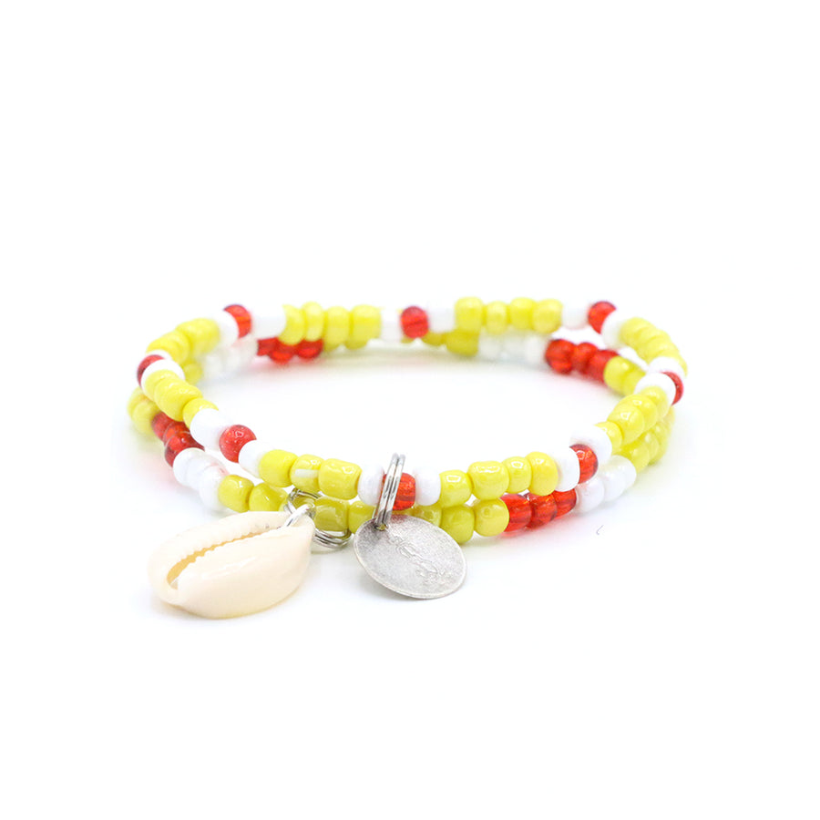 Sunset Yellow Cowrie Shell Bracelet Set