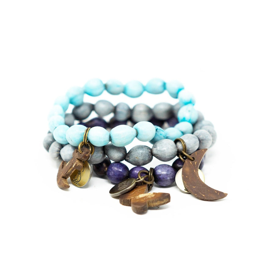 Handmade beaded charm stacking bracelets