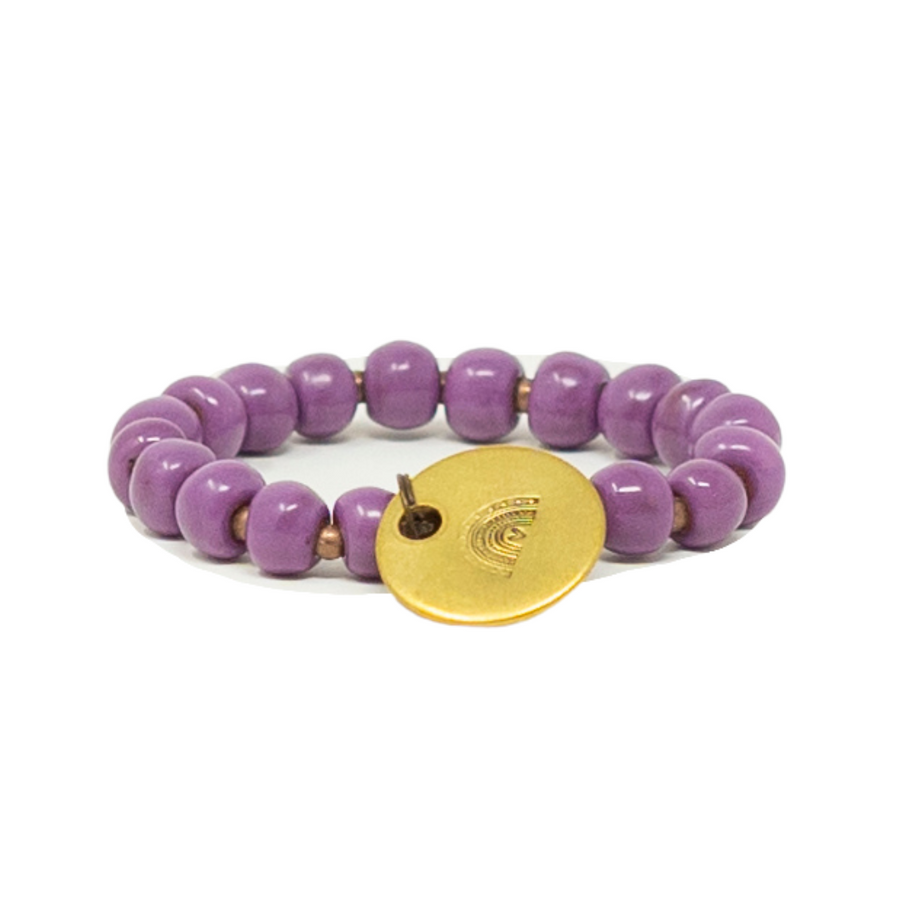 Handmade purple beaded charm bracelet