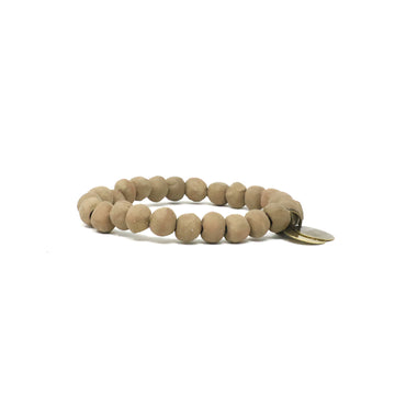 Mens Tan beaded bracelet with small charm