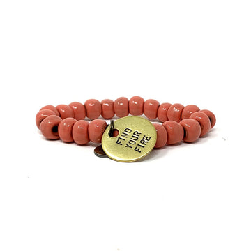 Womens Inspirational charm bracelet made with clay beads.