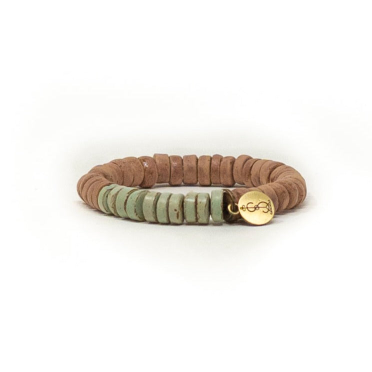 Handmade brown Cracklin Rose beaded clay stacking bracelet for women