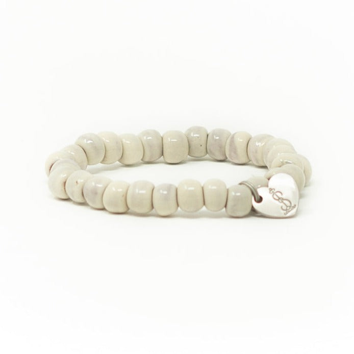 Vanilla Cream White beaded womens clay bracelet