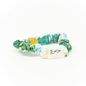 Green and Yellow Birds of Paradise Skinny Scrunchie