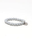 Mens Gray beaded bracelet with small charm