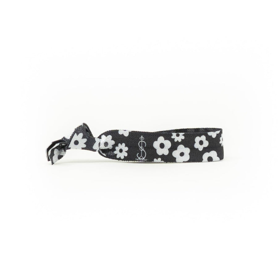 Black and white daisy hair-tie