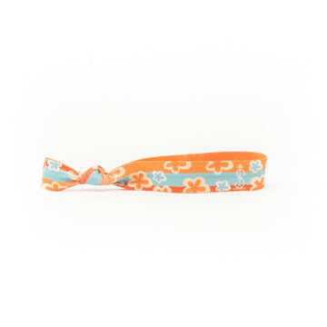 Orange and teal blossom hair-tie