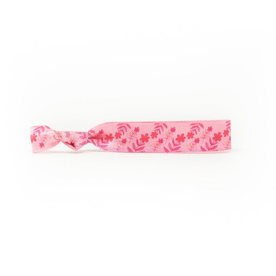 Pink roses flower print hair-tie