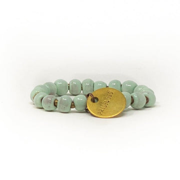 Aqua green beaded charm bracelet