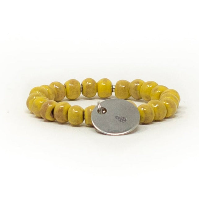 yellow womens stacking clay beaded bracelet