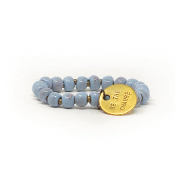 Blue handmade beaded charm bracelet