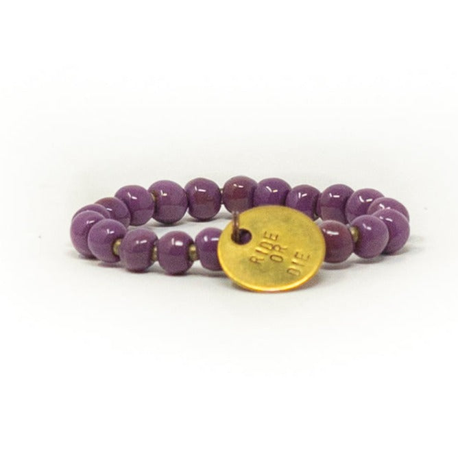 purple womens charm beaded bracelet