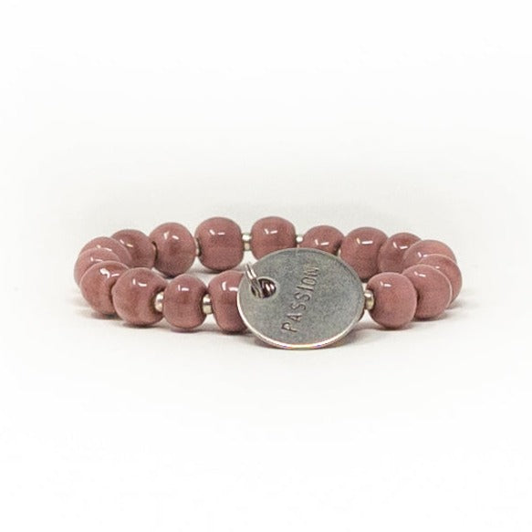 pink beaded charm bracelet