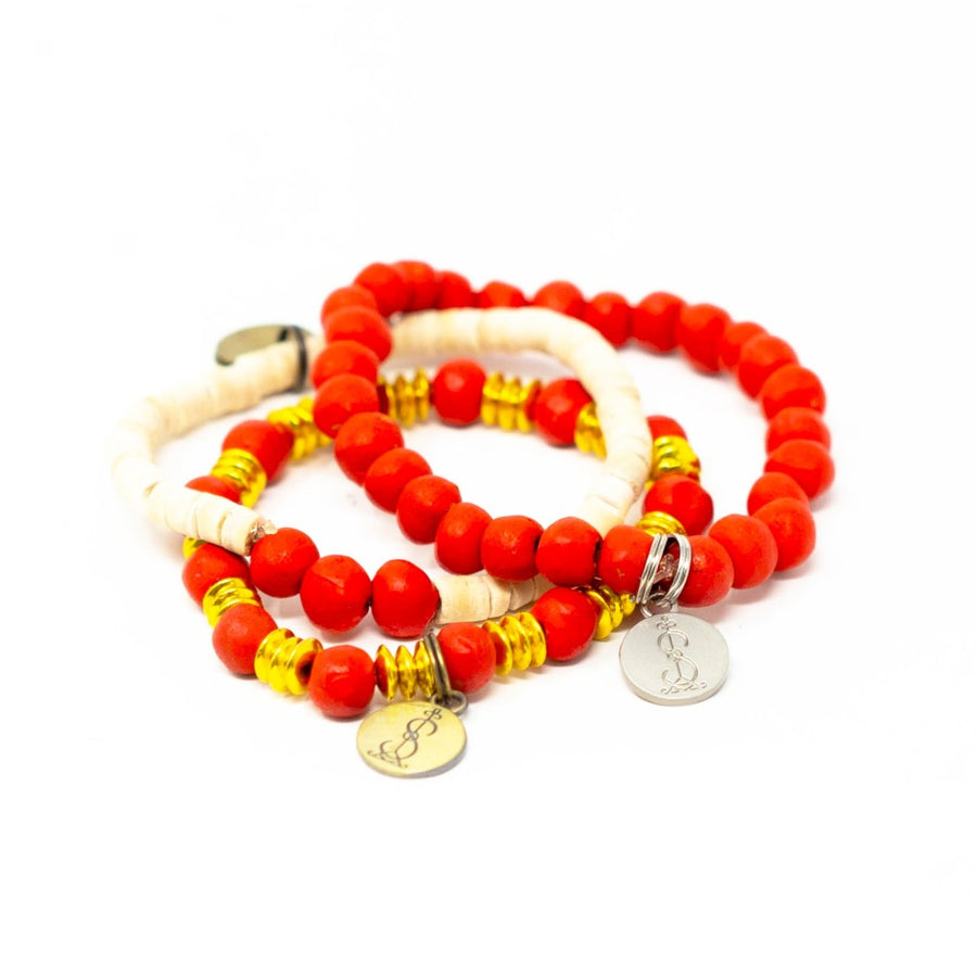 Red Stacking beaded bracelets
