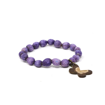 Purple Butterfly Beaded Bracelet