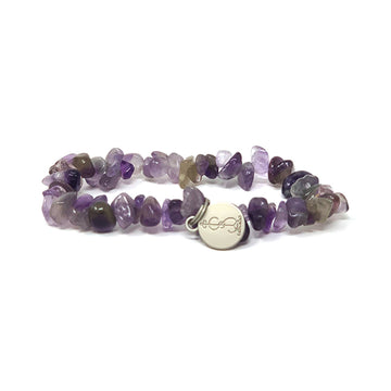 Purple Amethyst  crystal Bracelet with charm