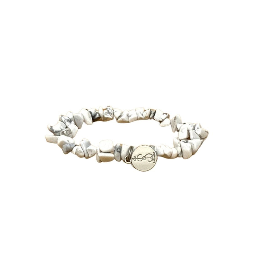  Howlite White  crystal Bracelet with charm