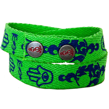 Hamsa Green Twill Wrap Bracelet