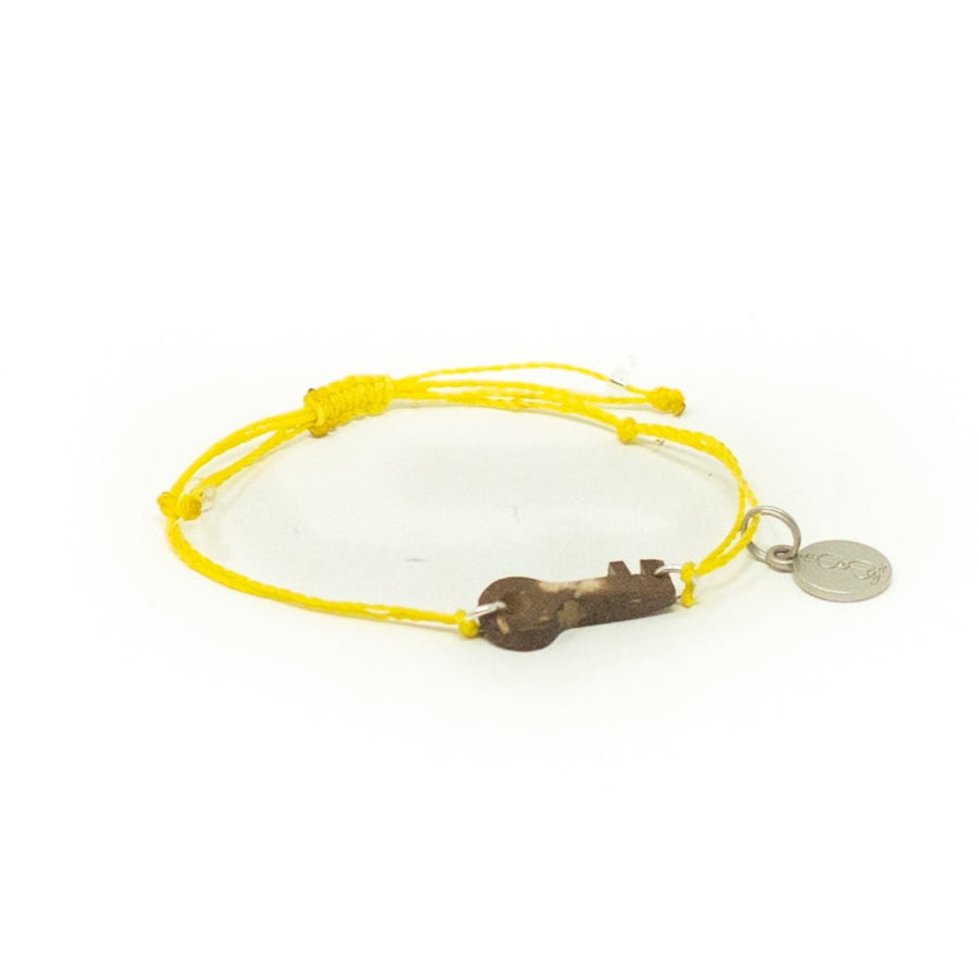 Upcycled coconut hand carved key charm adjustable string bracelet