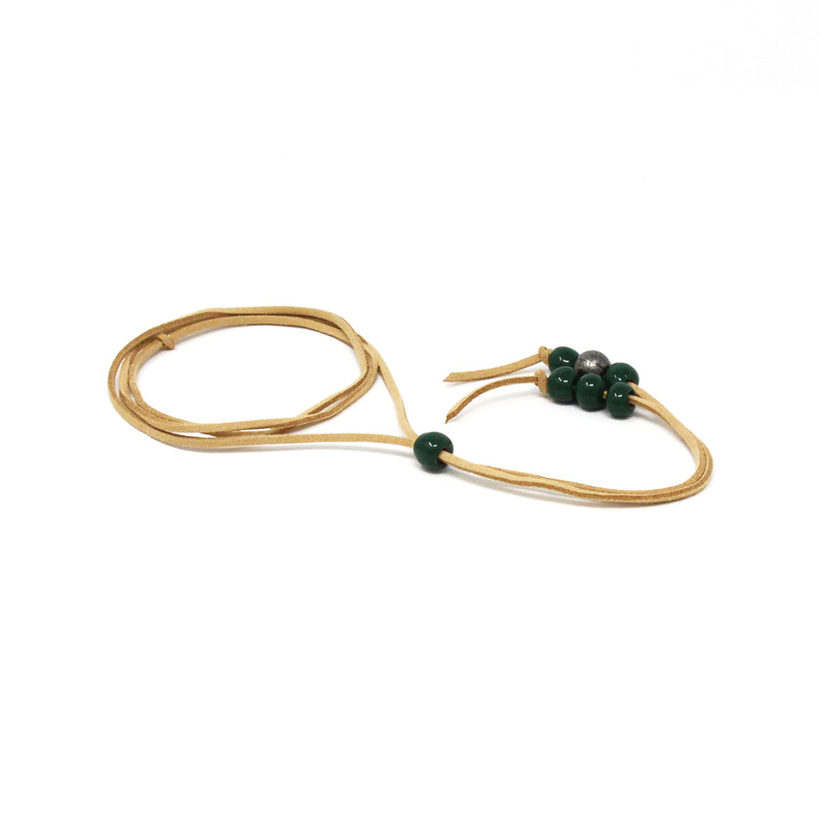 Tarragon Green Beaded Lariat Necklace