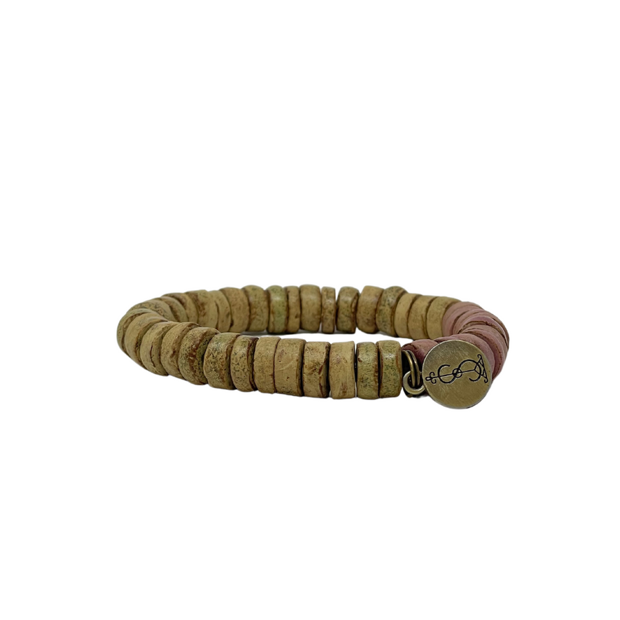 brown handmade clay beaded bracelet
