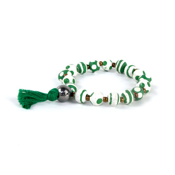 Green Tassel Painted Clay Bracelet